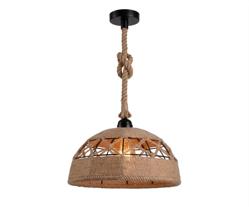 Lámpara Colgante Domo de Cuerda Estética Orgánica Boho-Chic