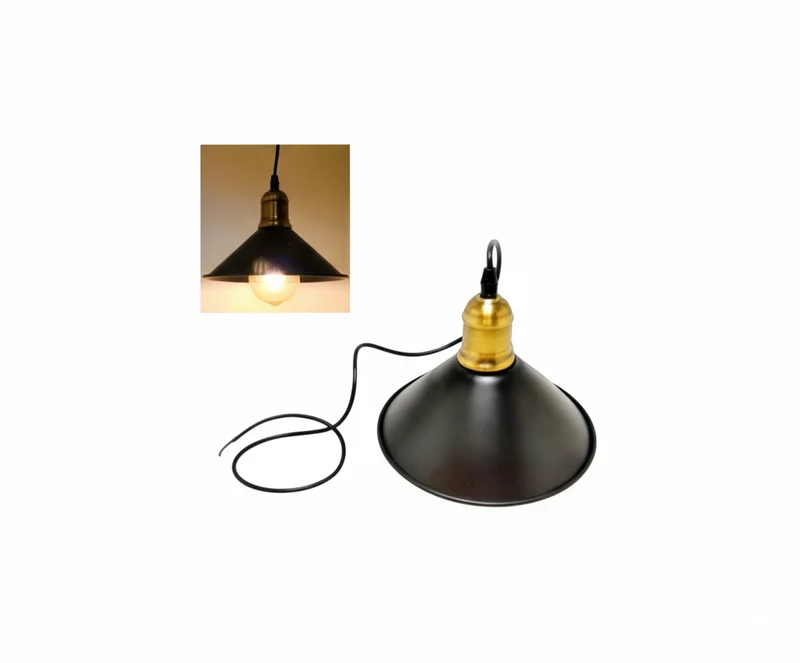 Lámpara Colgante Eclipse Estilo Industrial Negro y Oro