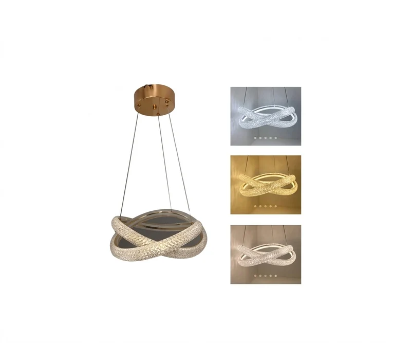 Lámpara Decorativa Colgante LED Infinito Cristal Gold Luxury Tricolor