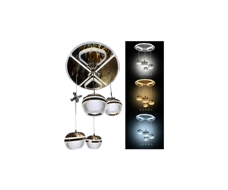Lámpara Decorativa Colgante Esferas Zenith Iluminación LED Tri-Tono y Cristal