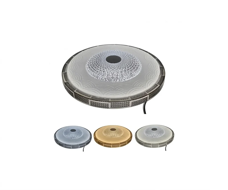 Plafón LED Imperial 15" - Iluminación Tricolor Borde Cromado