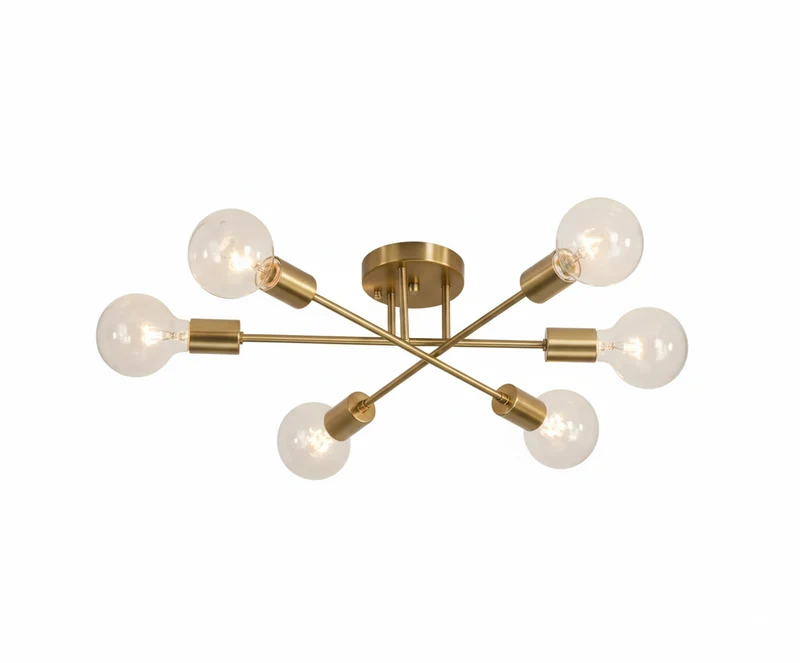 Lámpara de Techo Plafón Sputnik 6 Luces - Oro Cepillado Minimalista [SIN FOCOS]