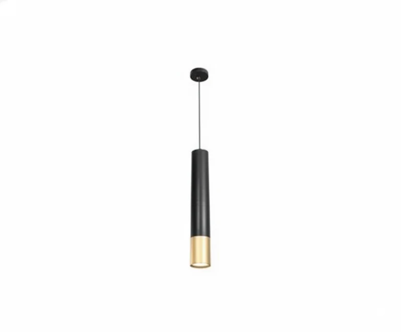 Lámpara Colgante Tubo Largo 50cm - Minimalismo Bicolor Negro y Oro
