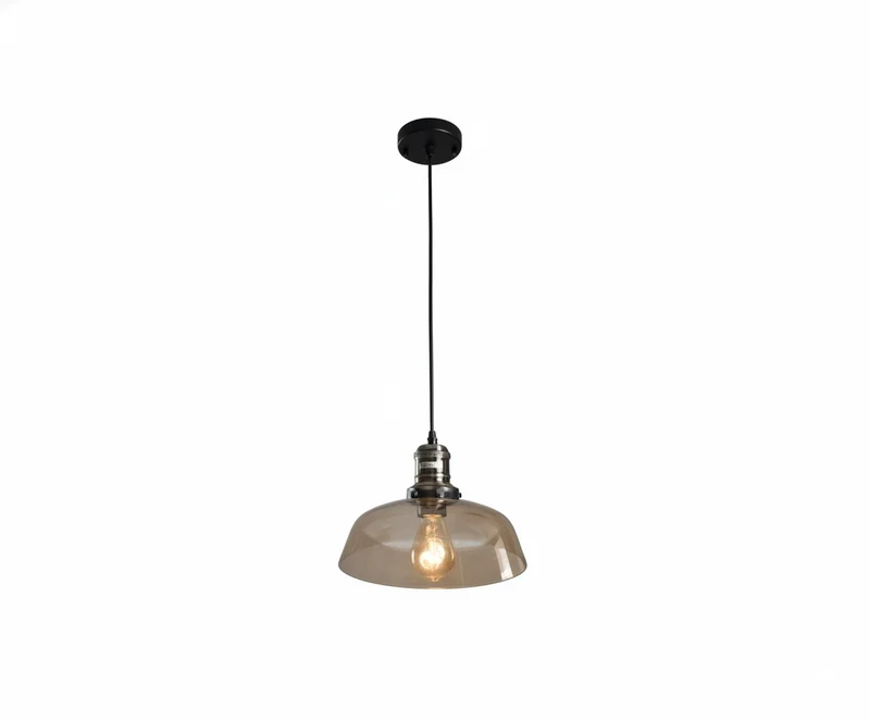 Lámpara Colgante Campana - Cristal Ámbar Estilo Retro Loft
