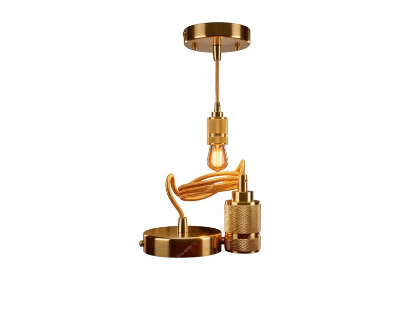 Kit Colgante Vintage Metálico - Soquete Dorado Moleteado E27