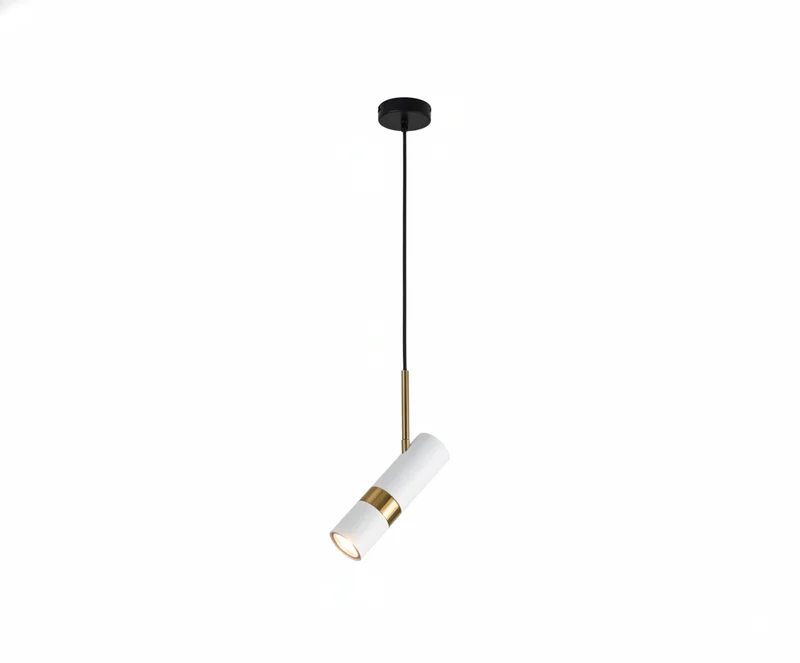 Lámpara Colgante Cilindro - Foco Dirigible Minimalista Blanco/Oro