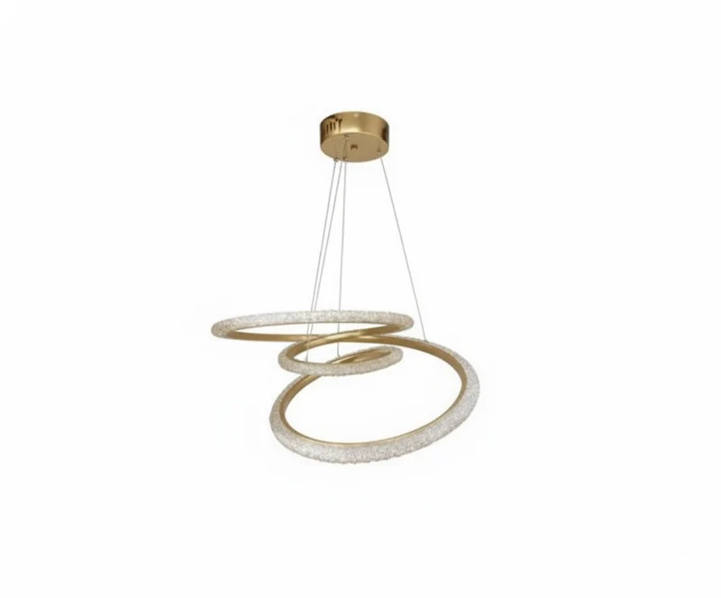 Lámpara Colgante LED - Espiral de Cristal Dorado 3 Tonos de Luz