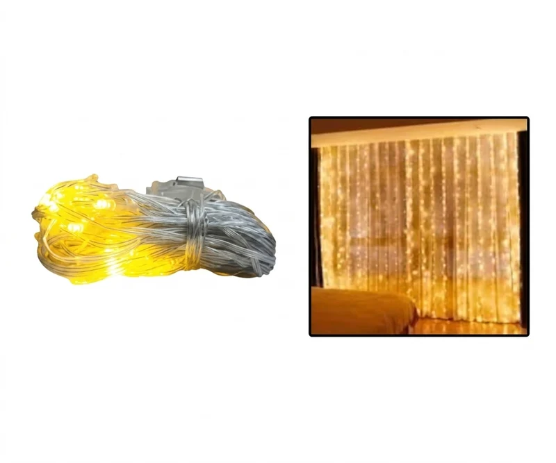 Cortina de Luces LED Lluvia 3x3M Luz Cálida Decoración Profesional
