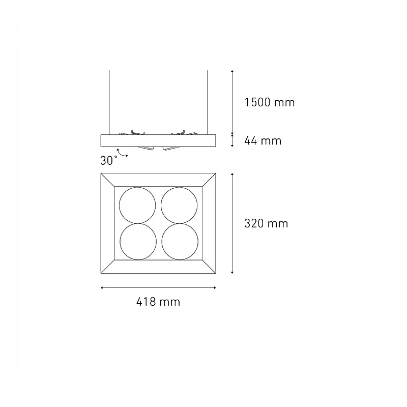 Luminario downlight LED ALPHA SUSPENDIDO IV LED Negro L5822-300 Magg