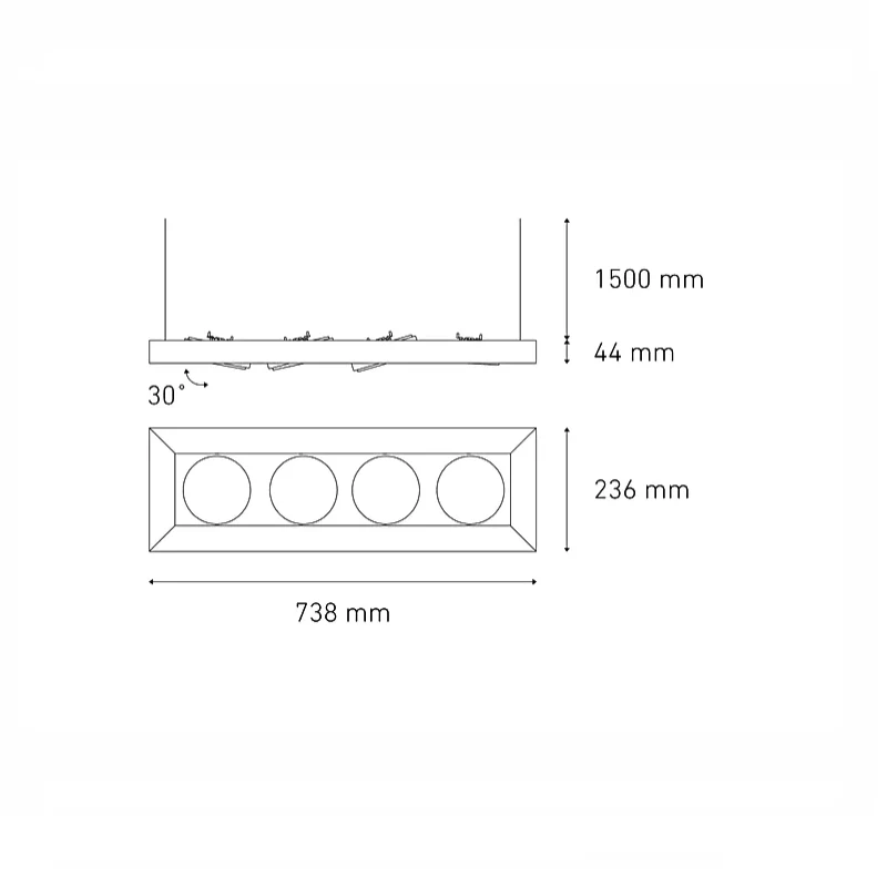 Luminario downlight LED ALPHA SUSPENDIDO IV L LED Negro L5823-300 Magg