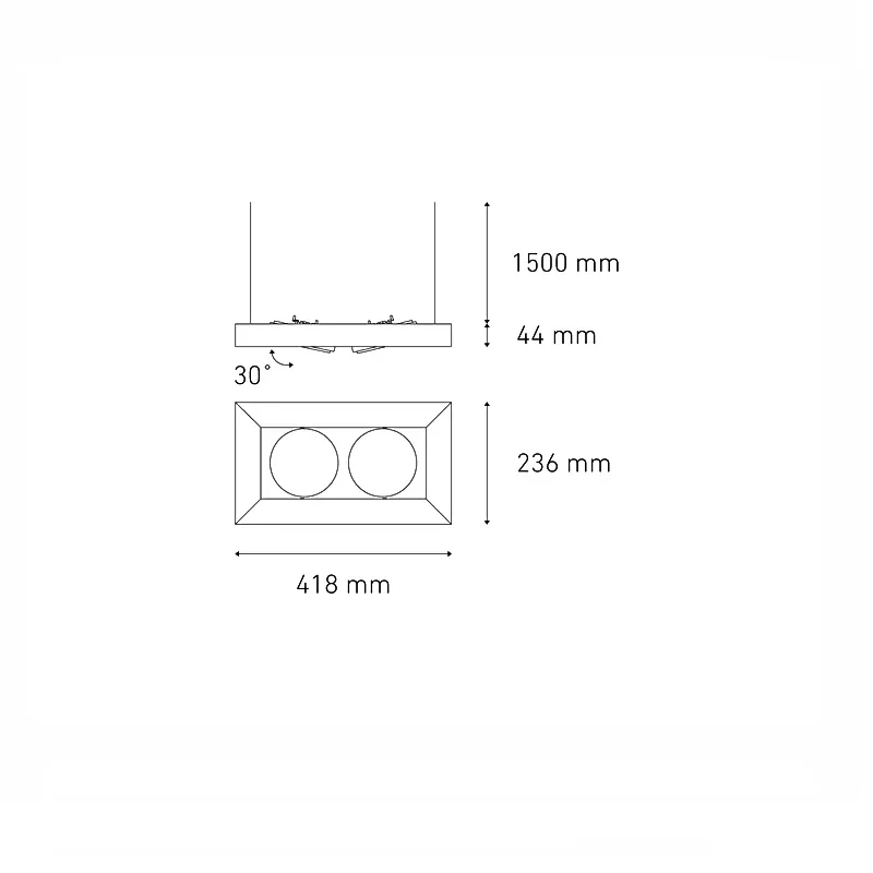 Luminario downlight LED ALPHA SUSPENDIDO II LED Negro L5820-300 Magg