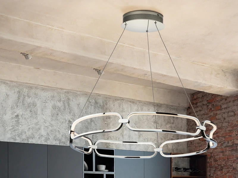 Lámpara de techo colgante Schuller Colette cromo 3000K Ø80cm