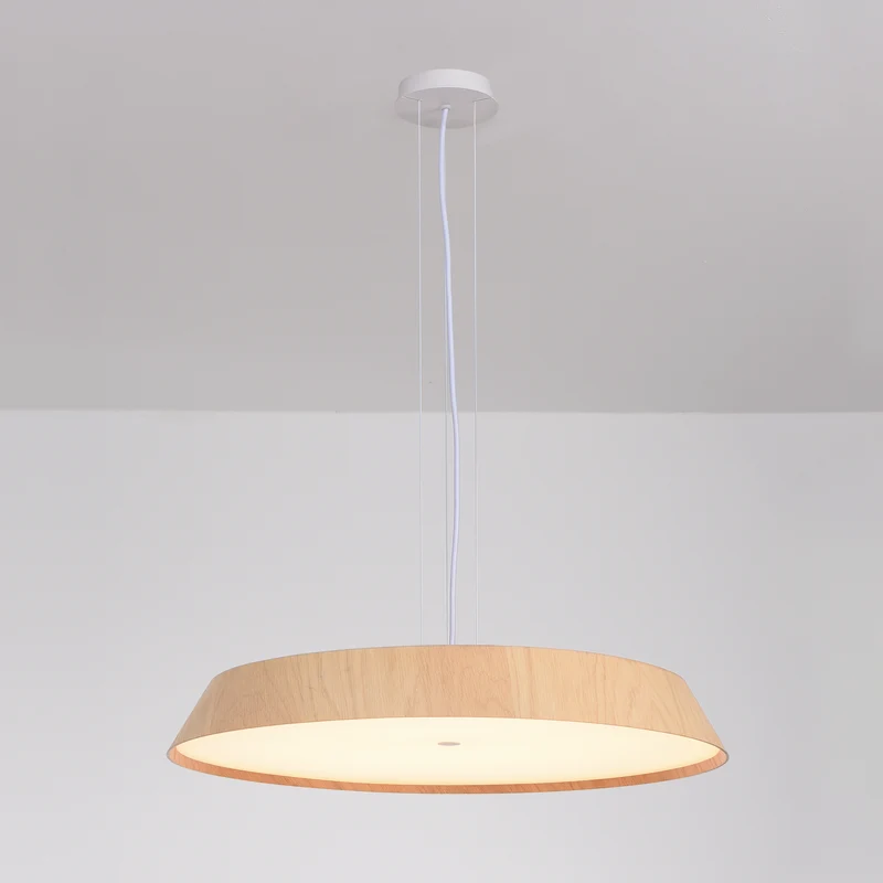 Lámpara de techo colgante ACB Cora Madera Haya y Blanco Texturado Ø61cm regulable C4015070OAKDP