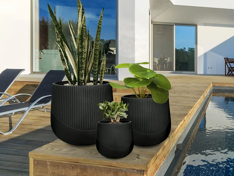 Macetero decorativo Schuller Kioto Negro pequeño 495080 para salón y comedor