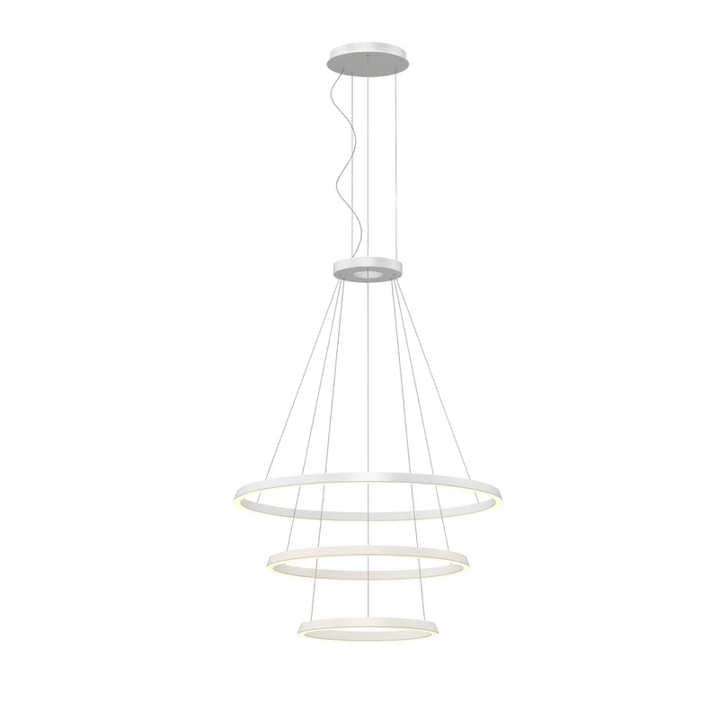 Lámpara de techo colgante LedsC4 Circular Downward 3 Rings grande para escalera