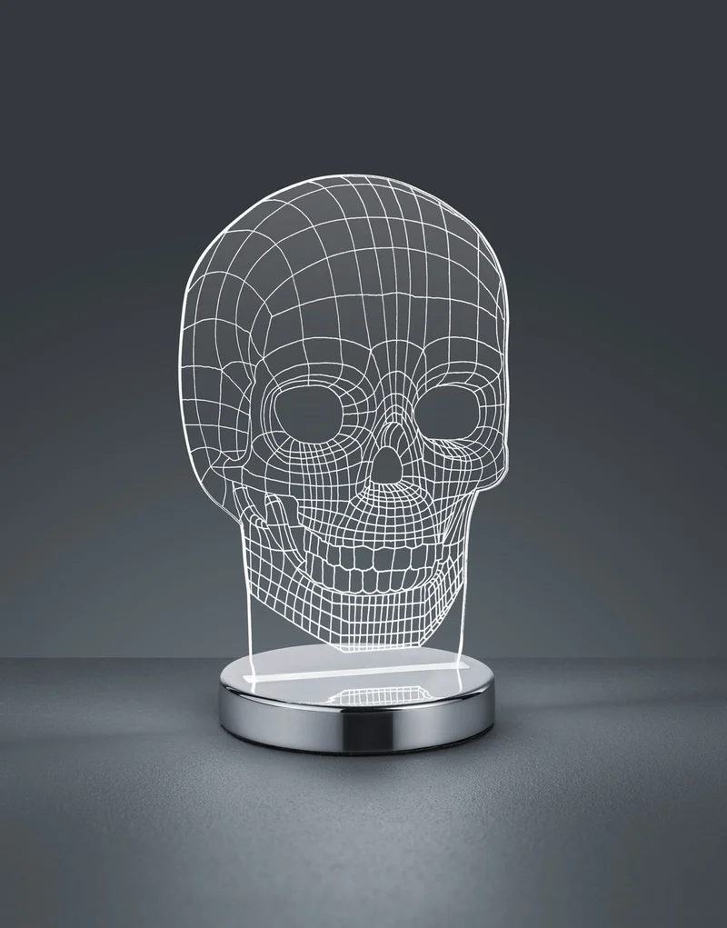 Lámpara de sobremesa Trio Skull LED cromo regulable R