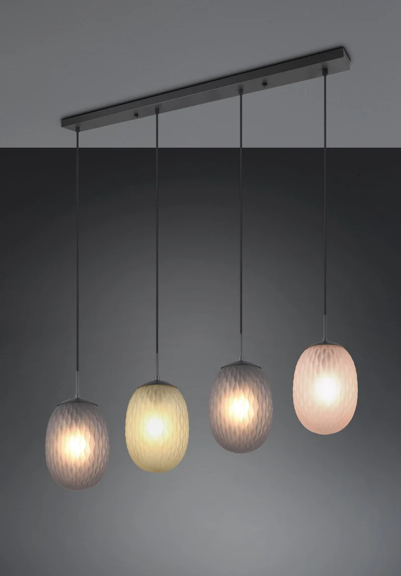 Lámpara de techo colgante Trio Facette 4 luces negro mate 150cm 364200417