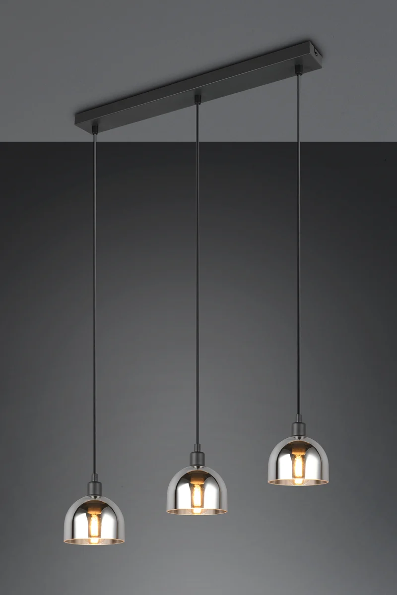 Lámpara de techo colgante Trio Molly 3 luces negro mate 150cm R31863032