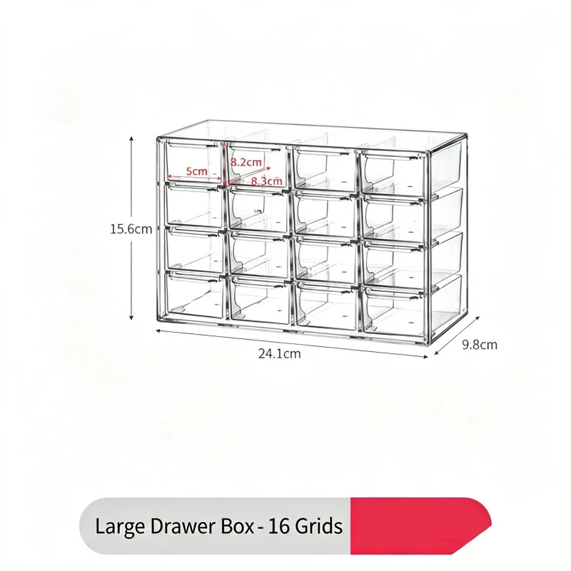 Clear Acrylic 16 Grid Large Cosmetic Storage Box