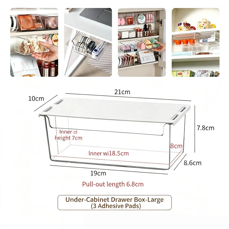 Large Clear Acrylic Under-Cabinet Drawer