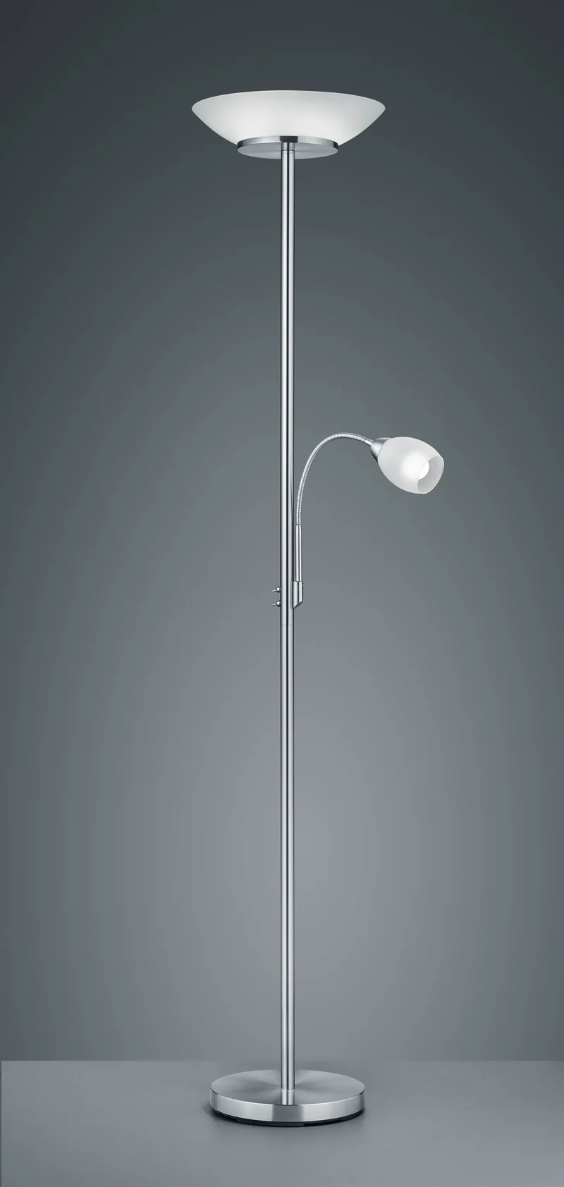 Lámpara de pie Trio Gerry 2 luces níquel mate 180cm R40063107