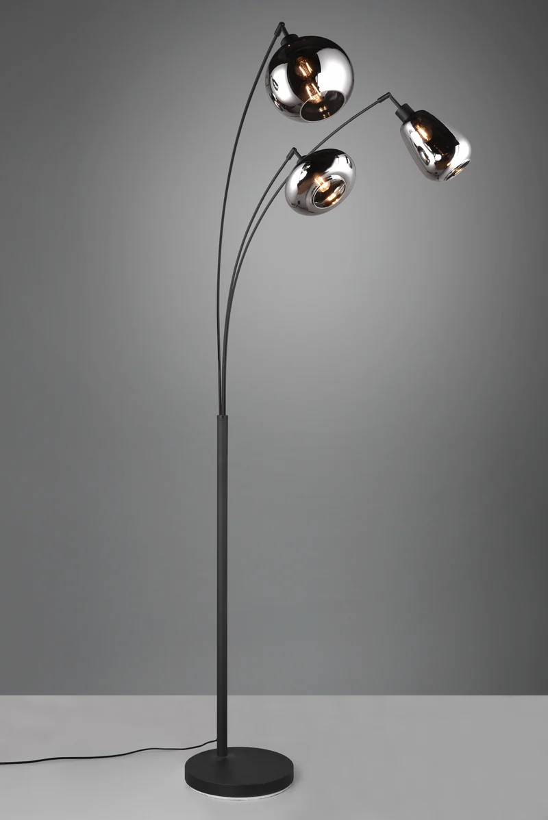 Lámpara de pie Trio Lumina 3 luces negro mate 200cm 417000332