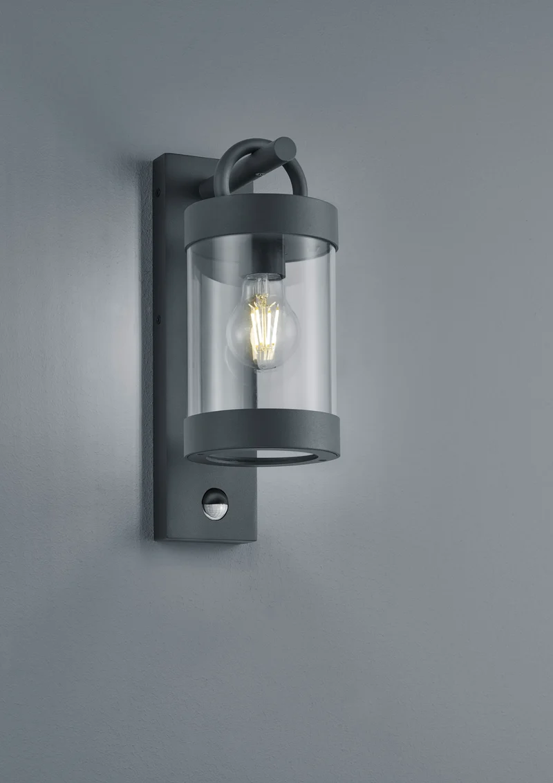 Aplique de exterior Trio Sambesi antracita con sensor movimiento IP44 33cm 204169142