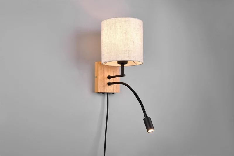 Aplique de pared Trio Nilam madera natural 212879236