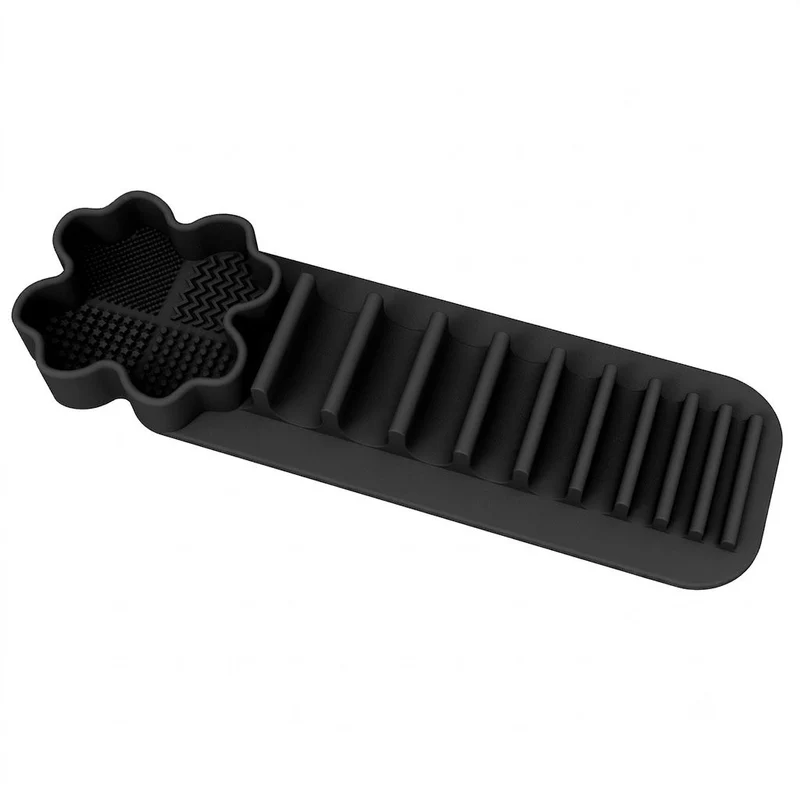 Black Multi-Functional Silicone Makeup Brush Holder & Cleaning Pad That