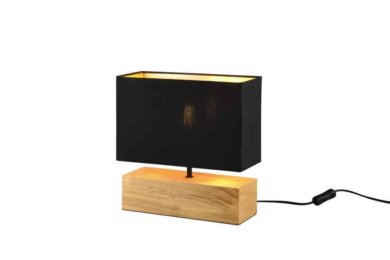Lámpara de sobremesa Trio Woody madera natural y negro y dorado 30,5cm R50181080