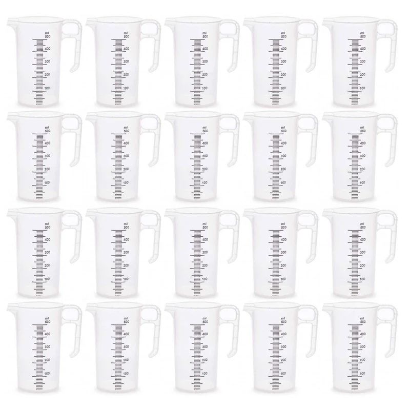 20x 500ml Measuring Jug Strong Clear Plastic Propylene BPA 5 Food Grade
