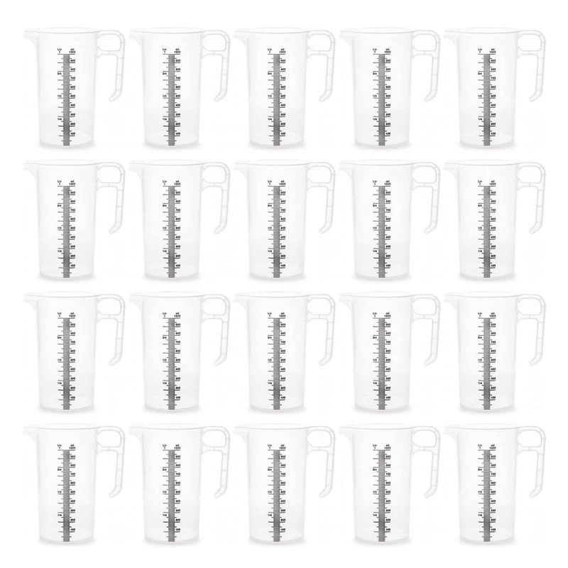 20x 1L Measuring Jug Clear Plastic Propylene Food Grade BPA 5 Pro-Jug