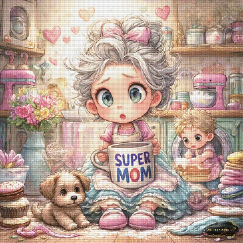 Supermama im Küchenchaos by Lexxa 90x90 mit 200 Farben