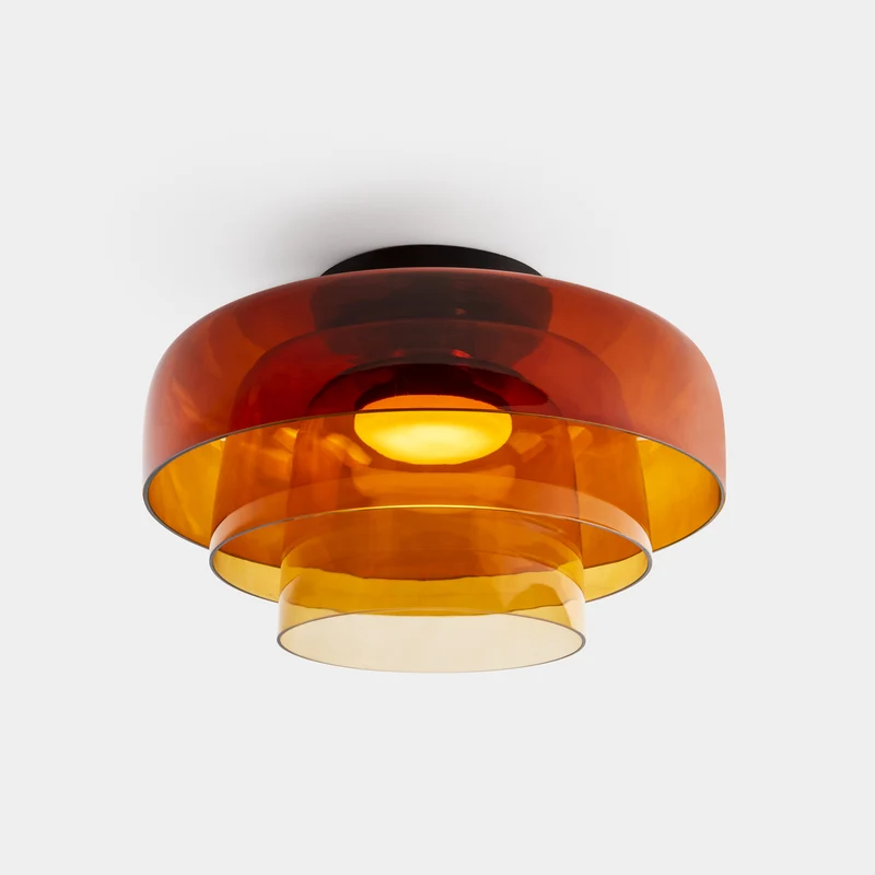 Plafón LedsC4 Levels Ceiling LED 3 luces negro ámbar CCT regulable Ø42+Ø32+Ø22cm