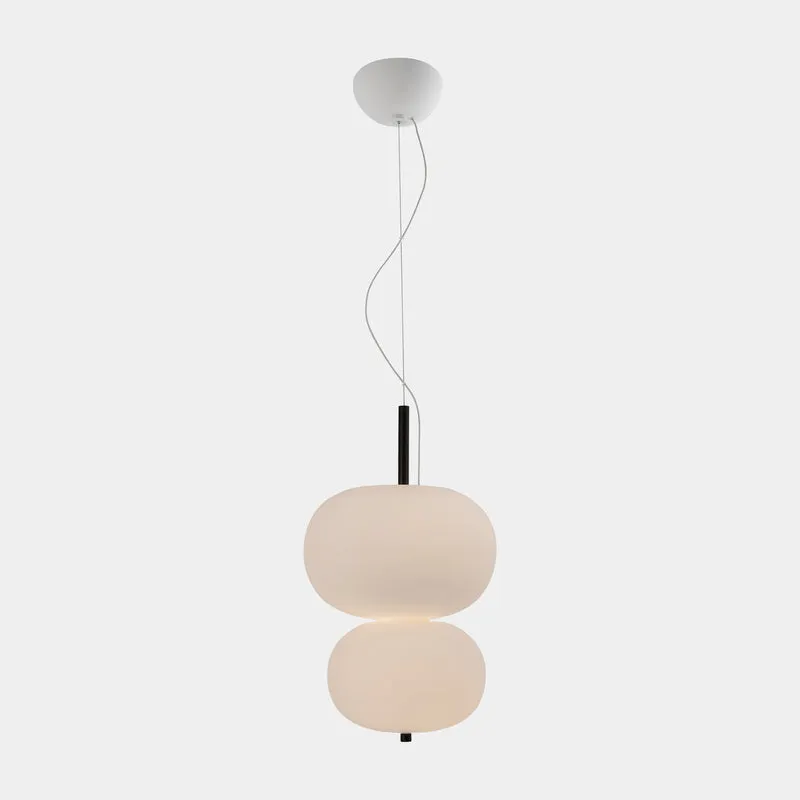 Lámpara de techo colgante bolas LedsC4 Ilargi Doble Lamp LED madera oscura 2700K