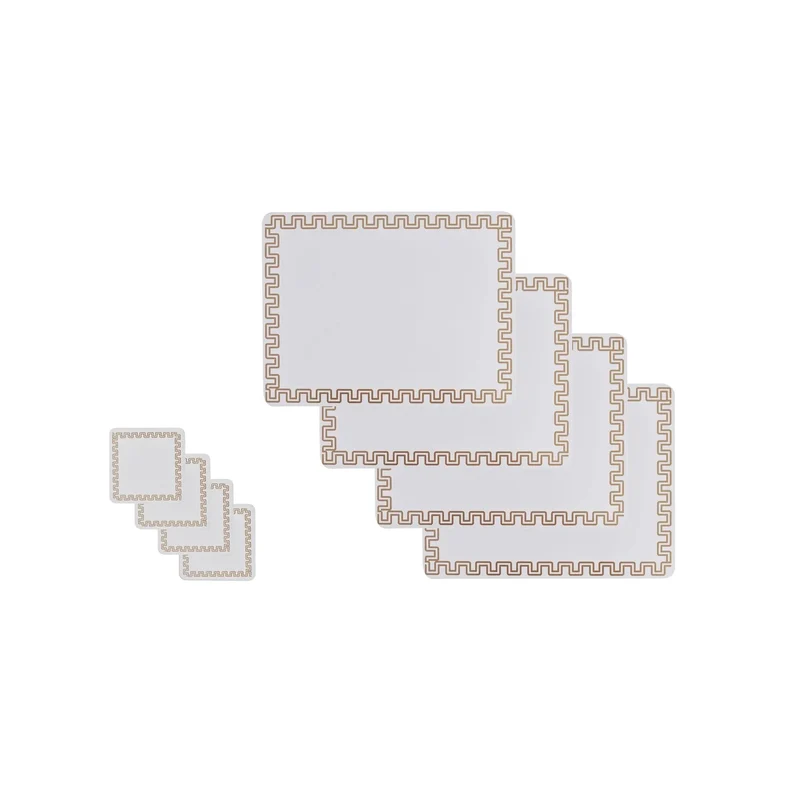 8pc Clevinger MDF Placemats & Coasters Gold Border