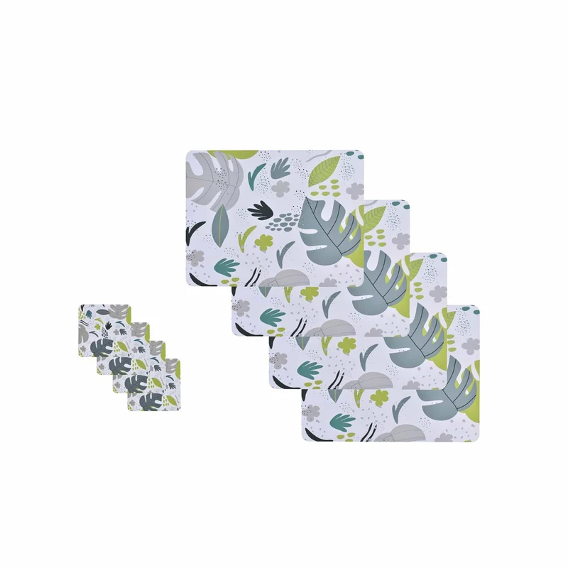 8pc Clevinger MDF Placemats & Coasters Monstera