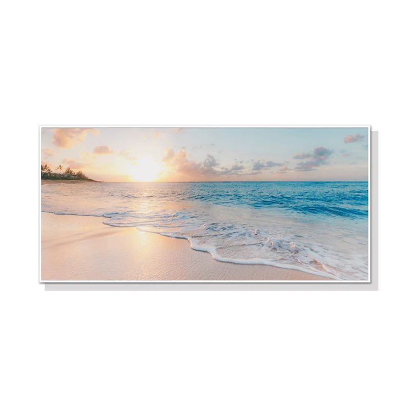 Wall Art 60cmx120cm Ocean & Beach White Frame Canvas