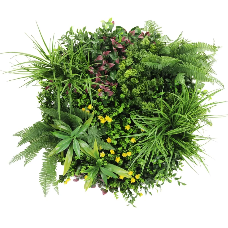 60cm Country Fern Artificial Green Wall Disc White Frame
