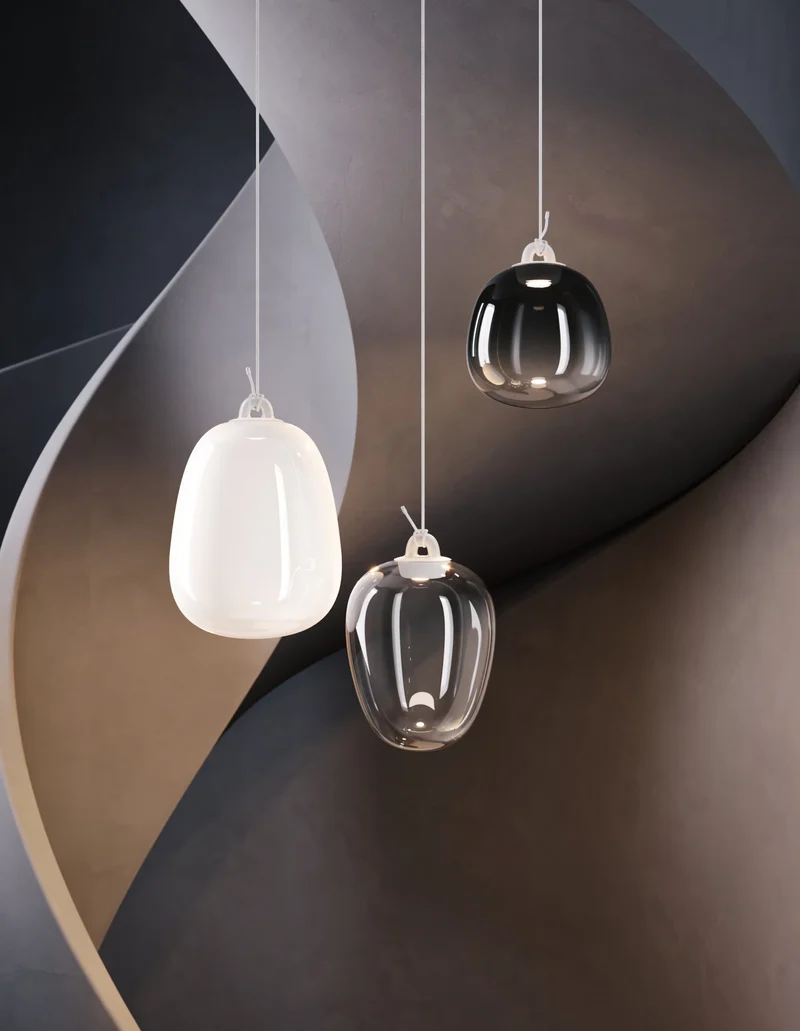 Lodes Lámpara colgante Oblò grande blanco seda LED 3000K 21813-1330