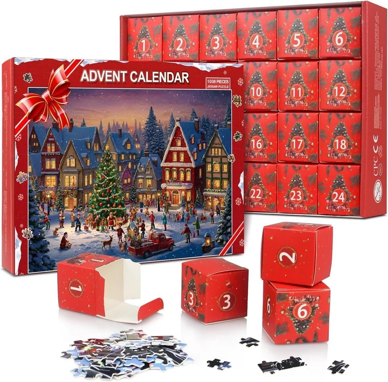 75cm Red 1008 Pieces Advent Calendar Jigsaw Puzzle