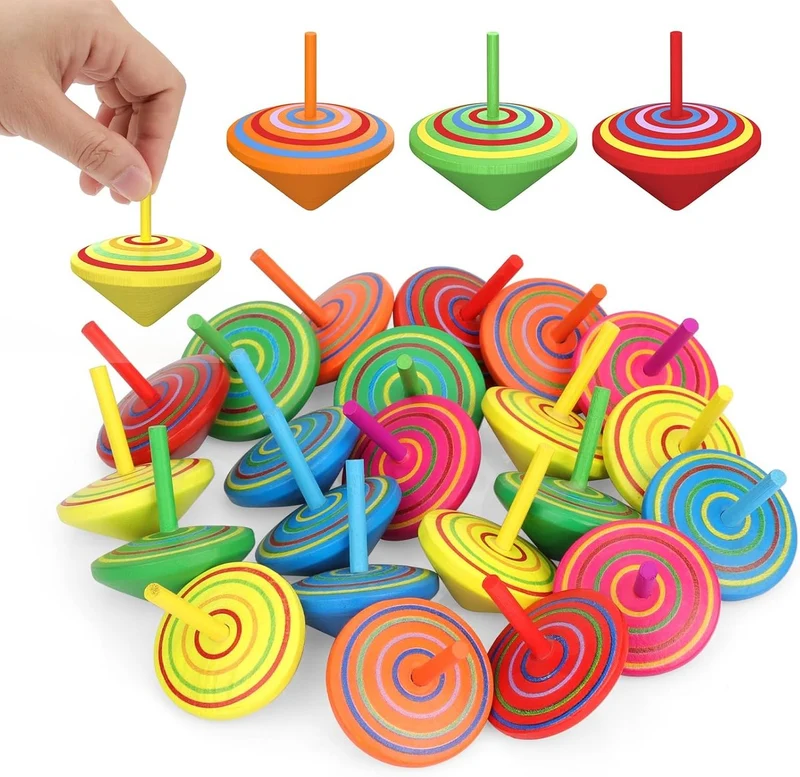 Wooden 30 Children's Spinning Tops