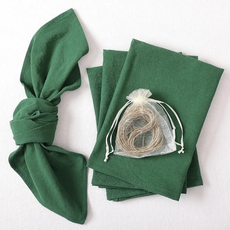 4pc Cotton Linen Dinner Napkins 17×17in Sage) Emerald Green
