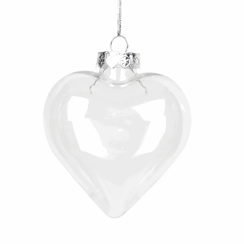 50 Wholesale Pack Iridescent Glass Heart Ornaments Fillable Baubles