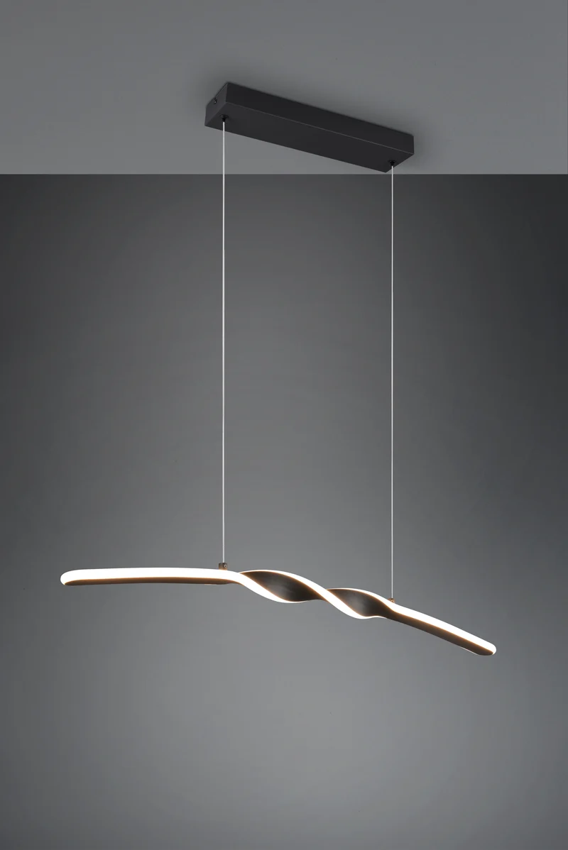 Lámpara de techo colgante Trio Ginko LED negro mate 3000K 150cm R