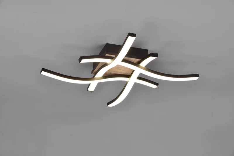 Plafón de techo Trio Route LED wood imitation 3000K regulable 46cm R
