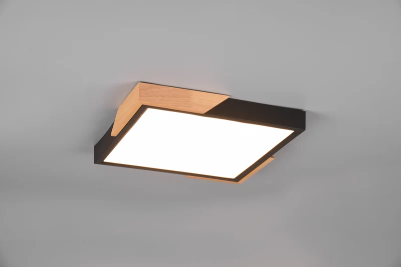 Plafón de techo Trio Meta LED negro mate 3000K 31,5cm R