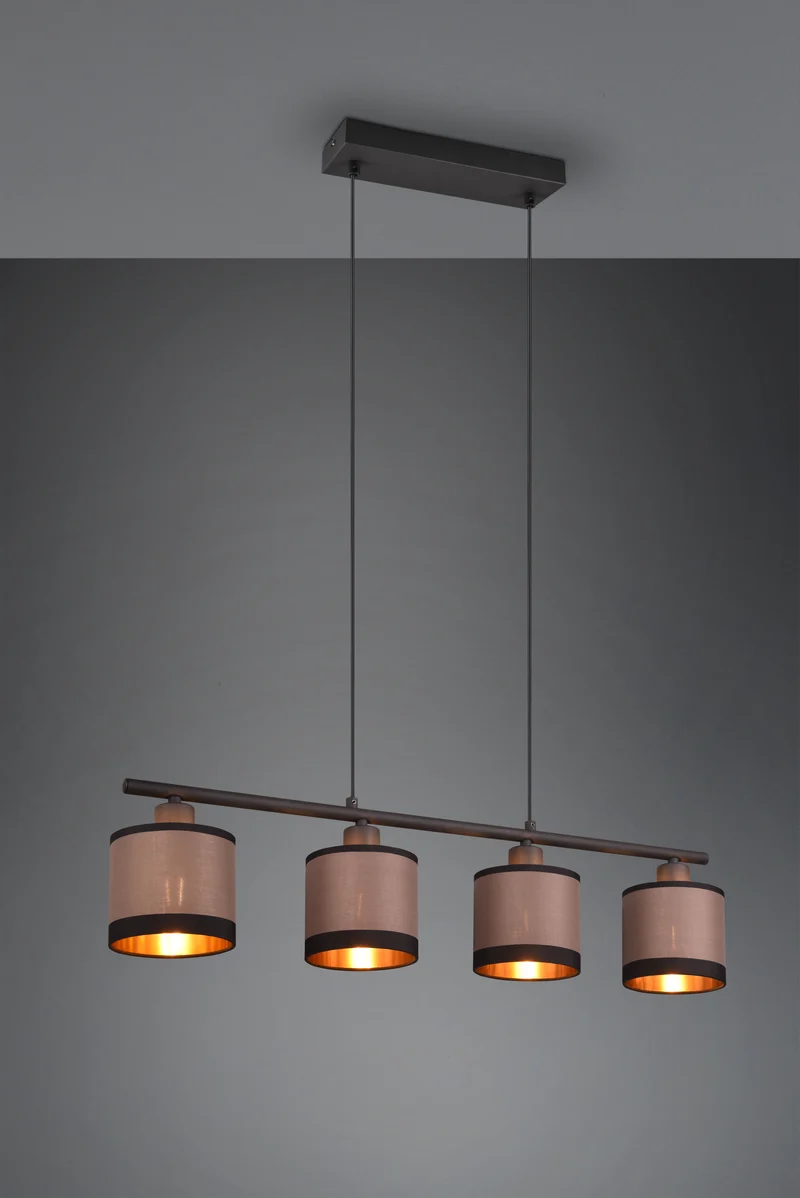 Lámpara de techo colgante Trio Davos 4 luces negro mate 150cm R31554041