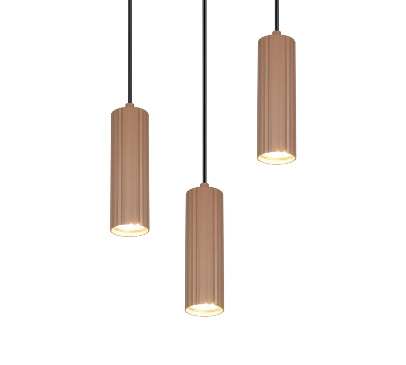 Lámpara de techo colgante Trio Soka LED marrón café 3000K 150cm 3