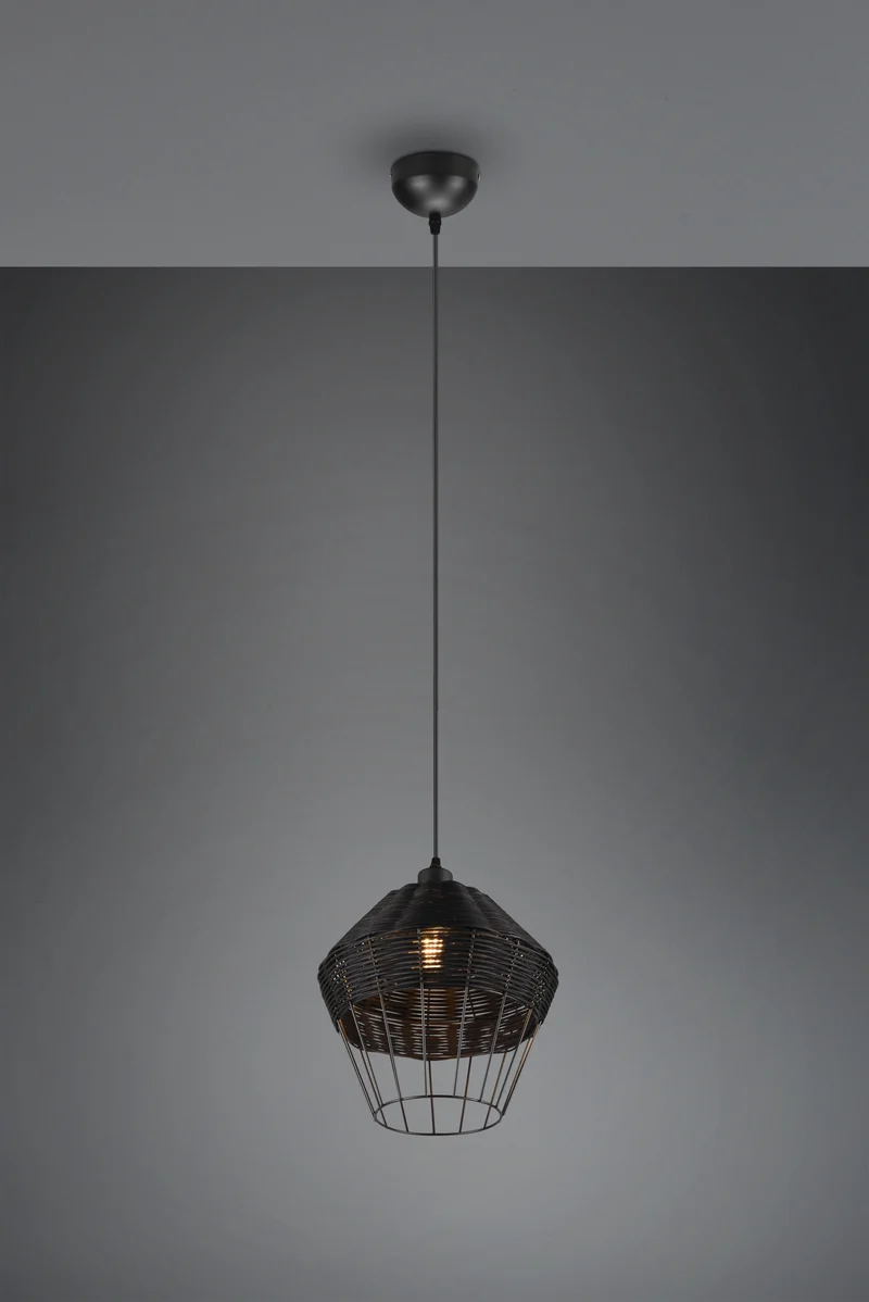 Lámpara de techo colgante Trio Borka LED negro 2700K 150cm R